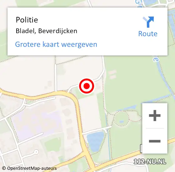 Locatie op kaart van de 112 melding: Politie Bladel, Beverdijcken op 29 oktober 2024 15:44