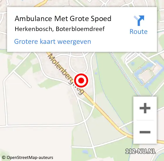 Locatie op kaart van de 112 melding: Ambulance Met Grote Spoed Naar Herkenbosch, Boterbloemdreef op 29 oktober 2024 15:56