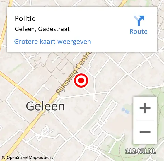 Locatie op kaart van de 112 melding: Politie Geleen, Gadéstraat op 29 oktober 2024 16:12