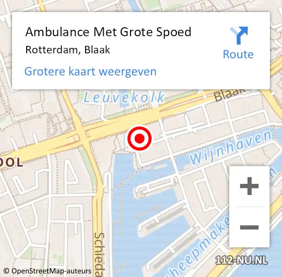 Locatie op kaart van de 112 melding: Ambulance Met Grote Spoed Naar Rotterdam, Blaak op 29 oktober 2024 16:17