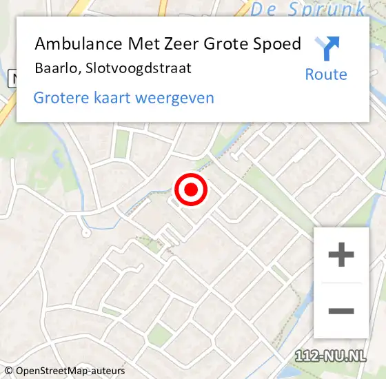 Locatie op kaart van de 112 melding: Ambulance Met Zeer Grote Spoed Naar Baarlo, Slotvoogdstraat op 29 oktober 2024 16:19