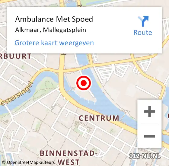 Locatie op kaart van de 112 melding: Ambulance Met Spoed Naar Alkmaar, Mallegatsplein op 29 oktober 2024 16:19