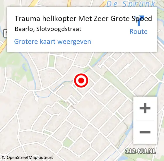 Locatie op kaart van de 112 melding: Trauma helikopter Met Zeer Grote Spoed Naar Baarlo, Slotvoogdstraat op 29 oktober 2024 16:20