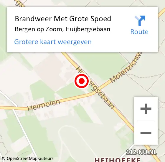 Locatie op kaart van de 112 melding: Brandweer Met Grote Spoed Naar Bergen op Zoom, Huijbergsebaan op 29 oktober 2024 16:22