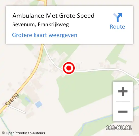 Locatie op kaart van de 112 melding: Ambulance Met Grote Spoed Naar Sevenum, Frankrijkweg op 25 oktober 2014 07:32