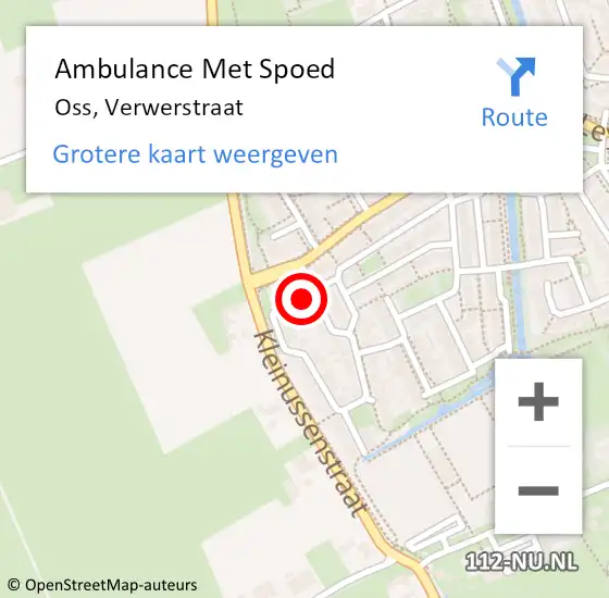 Locatie op kaart van de 112 melding: Ambulance Met Spoed Naar Oss, Verwerstraat op 25 oktober 2014 07:34