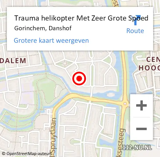 Locatie op kaart van de 112 melding: Trauma helikopter Met Zeer Grote Spoed Naar Gorinchem, Danshof op 29 oktober 2024 16:32