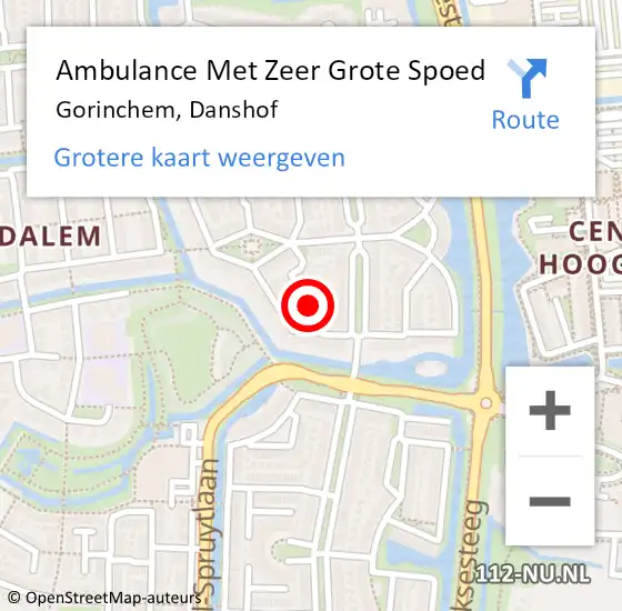 Locatie op kaart van de 112 melding: Ambulance Met Zeer Grote Spoed Naar Gorinchem, Danshof op 29 oktober 2024 16:34