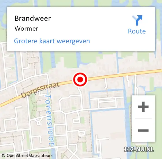 Locatie op kaart van de 112 melding: Brandweer Wormer op 29 oktober 2024 16:38