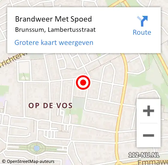 Locatie op kaart van de 112 melding: Brandweer Met Spoed Naar Brunssum, Lambertusstraat op 29 oktober 2024 16:40