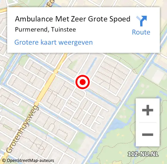 Locatie op kaart van de 112 melding: Ambulance Met Zeer Grote Spoed Naar Purmerend, Tuinstee op 29 oktober 2024 16:48