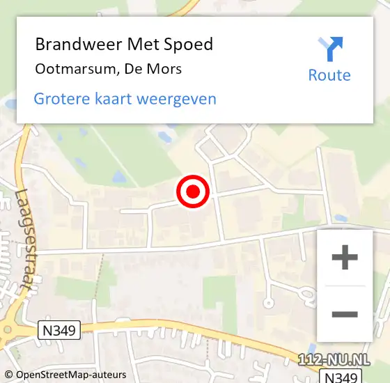 Locatie op kaart van de 112 melding: Brandweer Met Spoed Naar Ootmarsum, De Mors op 29 oktober 2024 16:49