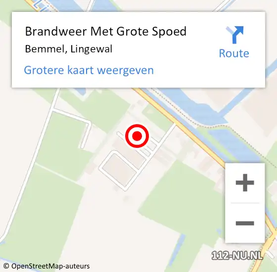 Locatie op kaart van de 112 melding: Brandweer Met Grote Spoed Naar Bemmel, Lingewal op 29 oktober 2024 16:53