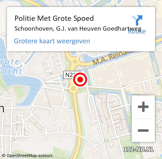 Locatie op kaart van de 112 melding: Politie Met Grote Spoed Naar Schoonhoven, G.J. van Heuven Goedhartweg op 29 oktober 2024 17:02