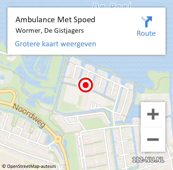 Locatie op kaart van de 112 melding: Ambulance Met Spoed Naar Wormer, De Gistjagers op 29 oktober 2024 17:05