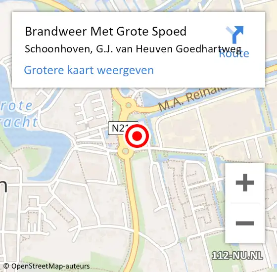 Locatie op kaart van de 112 melding: Brandweer Met Grote Spoed Naar Schoonhoven, G.J. van Heuven Goedhartweg op 29 oktober 2024 17:05