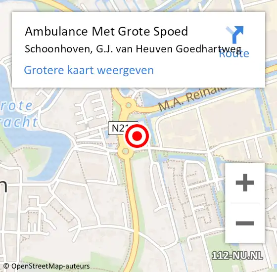 Locatie op kaart van de 112 melding: Ambulance Met Grote Spoed Naar Schoonhoven, G.J. van Heuven Goedhartweg op 29 oktober 2024 17:06