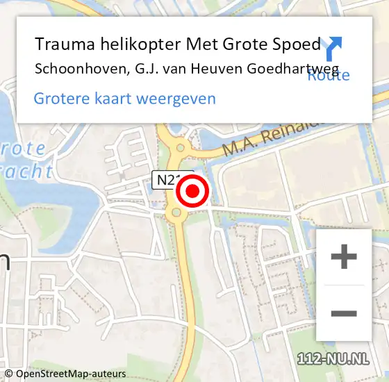 Locatie op kaart van de 112 melding: Trauma helikopter Met Grote Spoed Naar Schoonhoven, G.J. van Heuven Goedhartweg op 29 oktober 2024 17:11