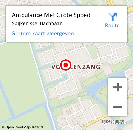 Locatie op kaart van de 112 melding: Ambulance Met Grote Spoed Naar Spijkenisse, Bachbaan op 29 oktober 2024 17:13