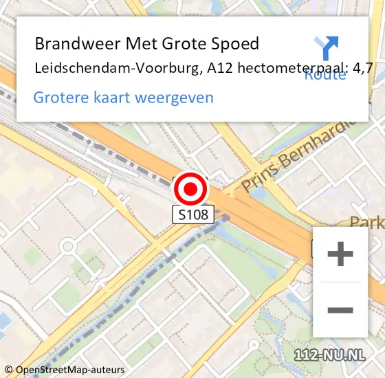 Locatie op kaart van de 112 melding: Brandweer Met Grote Spoed Naar Leidschendam-Voorburg, A12 hectometerpaal: 4,7 op 29 oktober 2024 17:21