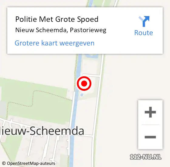 Locatie op kaart van de 112 melding: Politie Met Grote Spoed Naar Nieuw Scheemda, Pastorieweg op 29 oktober 2024 17:26