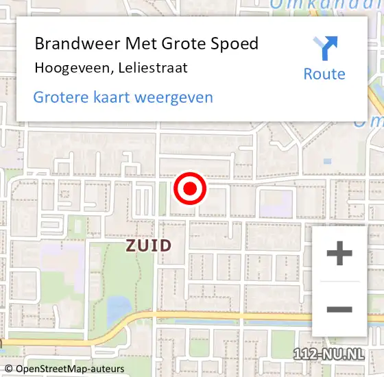 Locatie op kaart van de 112 melding: Brandweer Met Grote Spoed Naar Hoogeveen, Leliestraat op 29 oktober 2024 17:43