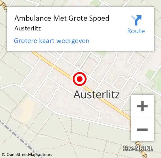 Locatie op kaart van de 112 melding: Ambulance Met Grote Spoed Naar Austerlitz op 29 oktober 2024 17:44