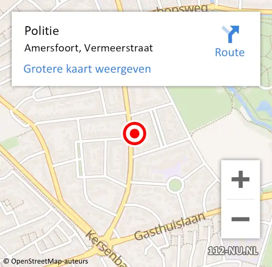 Locatie op kaart van de 112 melding: Politie Amersfoort, Vermeerstraat op 29 oktober 2024 17:50