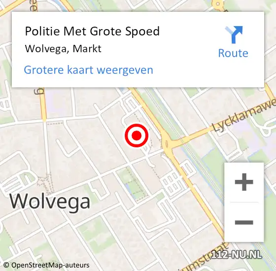 Locatie op kaart van de 112 melding: Politie Met Grote Spoed Naar Wolvega, Markt op 29 oktober 2024 18:11