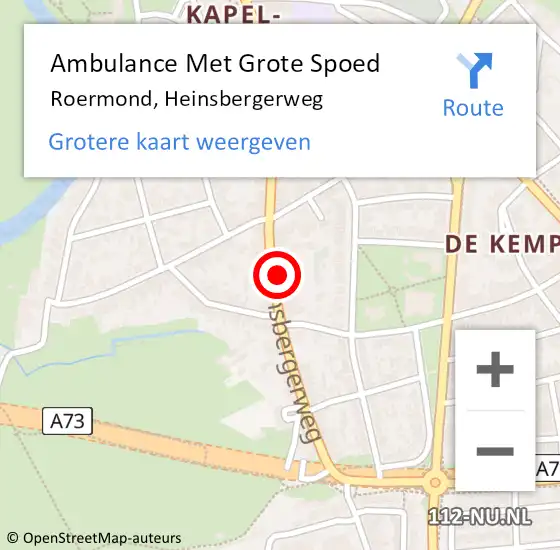 Locatie op kaart van de 112 melding: Ambulance Met Grote Spoed Naar Roermond, Heinsbergerweg op 29 oktober 2024 18:21