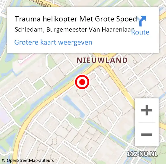 Locatie op kaart van de 112 melding: Trauma helikopter Met Grote Spoed Naar Schiedam, Burgemeester Van Haarenlaan op 29 oktober 2024 18:25