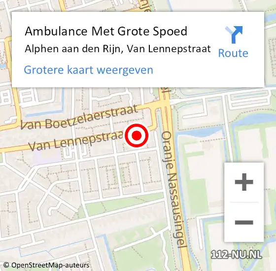 Locatie op kaart van de 112 melding: Ambulance Met Grote Spoed Naar Alphen aan den Rijn, Van Lennepstraat op 29 oktober 2024 18:30