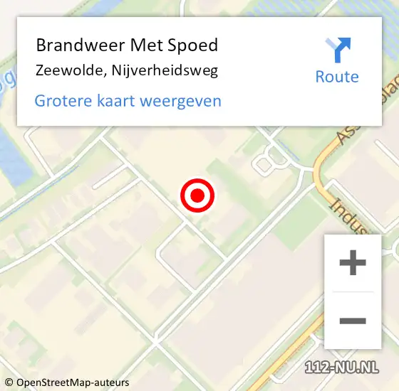 Locatie op kaart van de 112 melding: Brandweer Met Spoed Naar Zeewolde, Nijverheidsweg op 29 oktober 2024 18:58