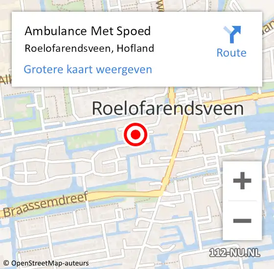 Locatie op kaart van de 112 melding: Ambulance Met Spoed Naar Roelofarendsveen, Hofland op 29 oktober 2024 19:07