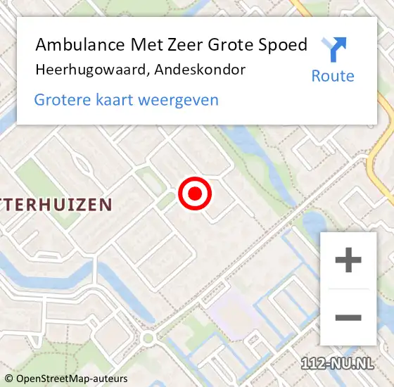 Locatie op kaart van de 112 melding: Ambulance Met Zeer Grote Spoed Naar Heerhugowaard, Andeskondor op 29 oktober 2024 19:44