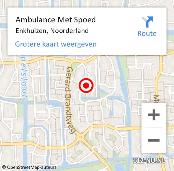 Locatie op kaart van de 112 melding: Ambulance Met Spoed Naar Enkhuizen, Noorderland op 29 oktober 2024 20:00