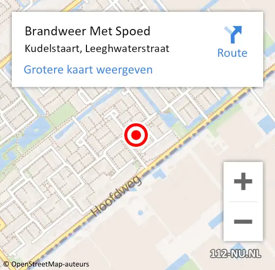 Locatie op kaart van de 112 melding: Brandweer Met Spoed Naar Kudelstaart, Leeghwaterstraat op 29 oktober 2024 20:05