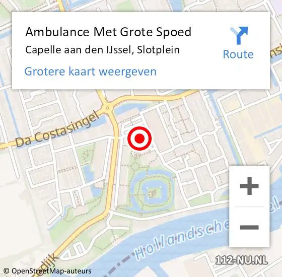 Locatie op kaart van de 112 melding: Ambulance Met Grote Spoed Naar Capelle aan den IJssel, Slotplein op 29 oktober 2024 20:08