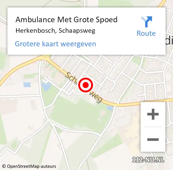 Locatie op kaart van de 112 melding: Ambulance Met Grote Spoed Naar Herkenbosch, Schaapsweg op 29 oktober 2024 20:22