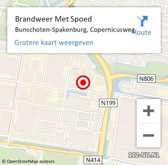 Locatie op kaart van de 112 melding: Brandweer Met Spoed Naar Bunschoten-Spakenburg, Copernicusweg op 29 oktober 2024 20:22