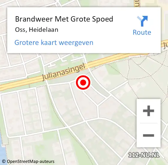 Locatie op kaart van de 112 melding: Brandweer Met Grote Spoed Naar Oss, Heidelaan op 29 oktober 2024 20:25