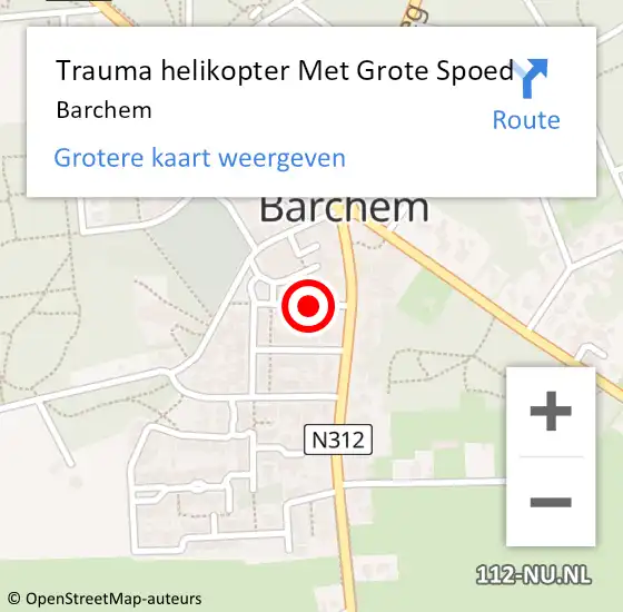 Locatie op kaart van de 112 melding: Trauma helikopter Met Grote Spoed Naar Barchem op 29 oktober 2024 20:57