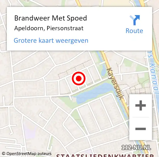 Locatie op kaart van de 112 melding: Brandweer Met Spoed Naar Apeldoorn, Piersonstraat op 29 oktober 2024 21:10