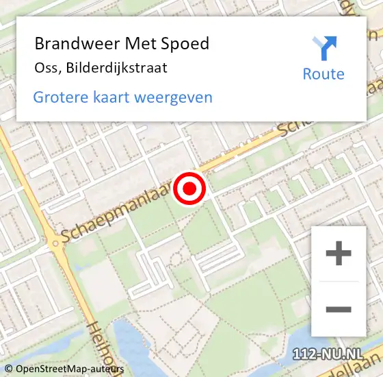 Locatie op kaart van de 112 melding: Brandweer Met Spoed Naar Oss, Bilderdijkstraat op 29 oktober 2024 22:02