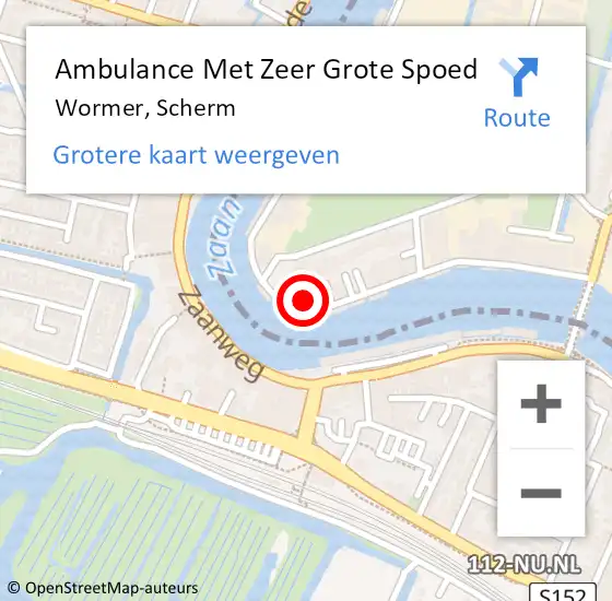 Locatie op kaart van de 112 melding: Ambulance Met Zeer Grote Spoed Naar Wormer, Scherm op 29 oktober 2024 22:21