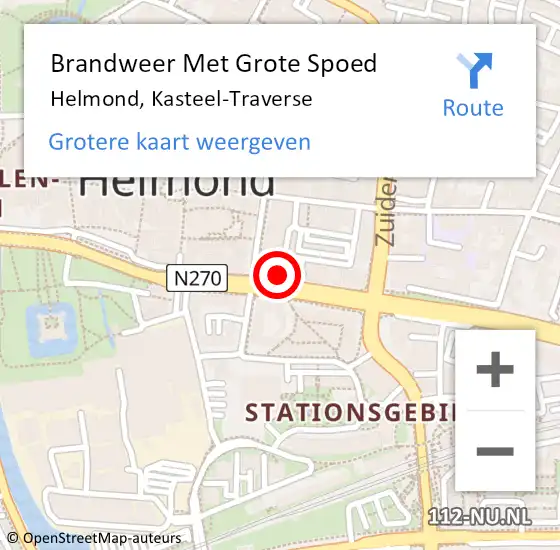 Locatie op kaart van de 112 melding: Brandweer Met Grote Spoed Naar Helmond, Kasteel-Traverse op 29 oktober 2024 22:45