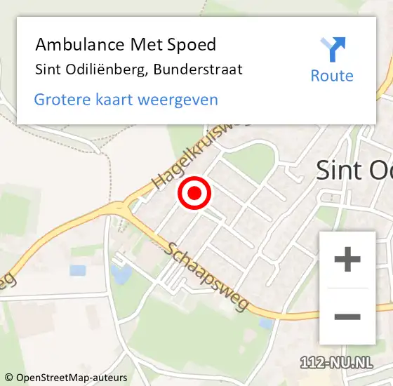 Locatie op kaart van de 112 melding: Ambulance Met Spoed Naar Sint Odiliënberg, Bunderstraat op 29 oktober 2024 22:50