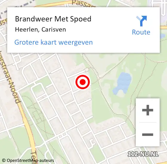 Locatie op kaart van de 112 melding: Brandweer Met Spoed Naar Heerlen, Carisven op 29 oktober 2024 23:09