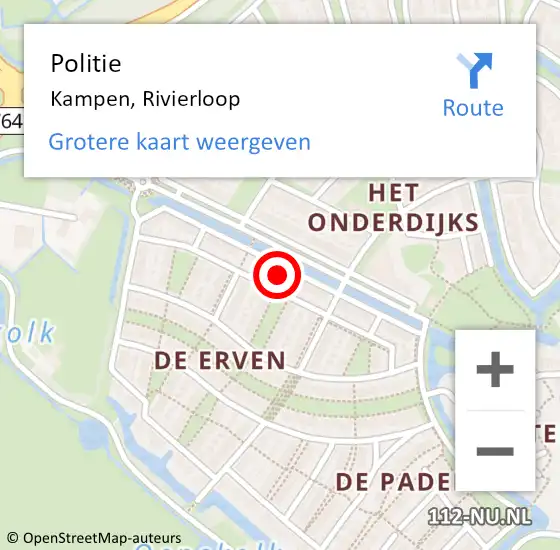 Locatie op kaart van de 112 melding: Politie Kampen, Rivierloop op 29 oktober 2024 23:17