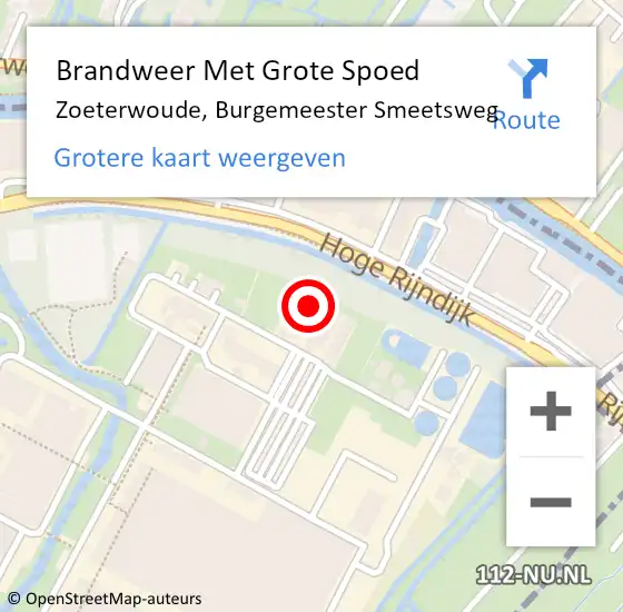 Locatie op kaart van de 112 melding: Brandweer Met Grote Spoed Naar Zoeterwoude, Burgemeester Smeetsweg op 29 oktober 2024 23:55